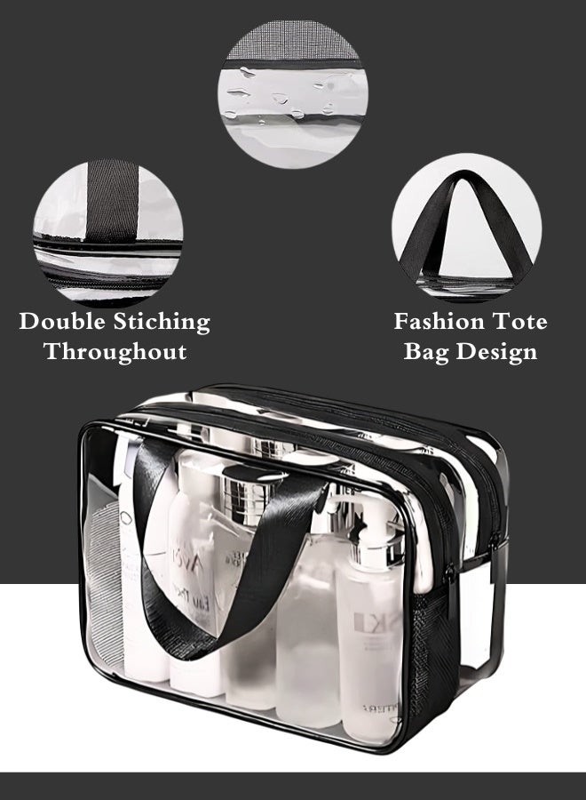 ترنز حقيبة مكياج شفافة كبيرة مع قسمين منفصلين لحفظ وتنظيم أدوات المكياج - Z02 - Image 4